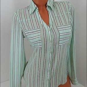 EXPRESS WOMENS MINT STRIPED PORTOFINO ORIGINAL FIT